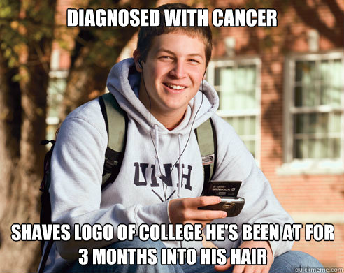 Diagnosed with cancer shaves logo of college he's been at for 3 months into his hair  College Freshman