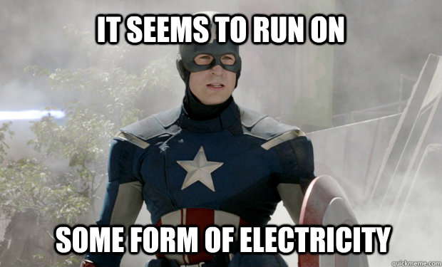 it seems to run on  some form of electricity - it seems to run on  some form of electricity  Captain Americas Truth