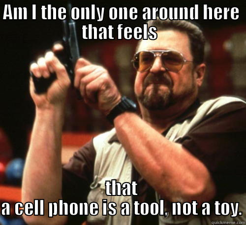 AM I THE ONLY ONE AROUND HERE THAT FEELS  THAT A CELL PHONE IS A TOOL, NOT A TOY. Am I The Only One Around Here