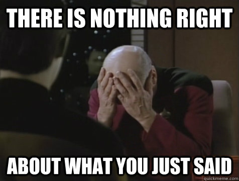 THERE IS NOTHING RIGHT ABOUT WHAT YOU JUST SAID  Picard Double Facepalm