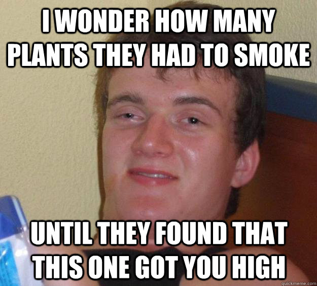I wonder how many plants they had to smoke until they found that this one got you high  10 Guy