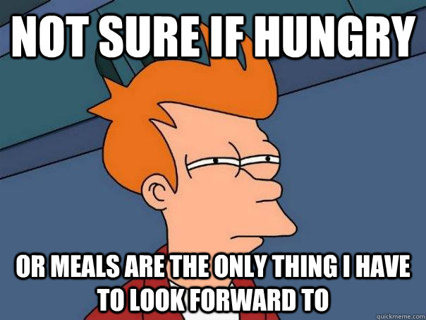 Not sure if hungry Or meals are the only thing I have to look forward to  Futurama Fry