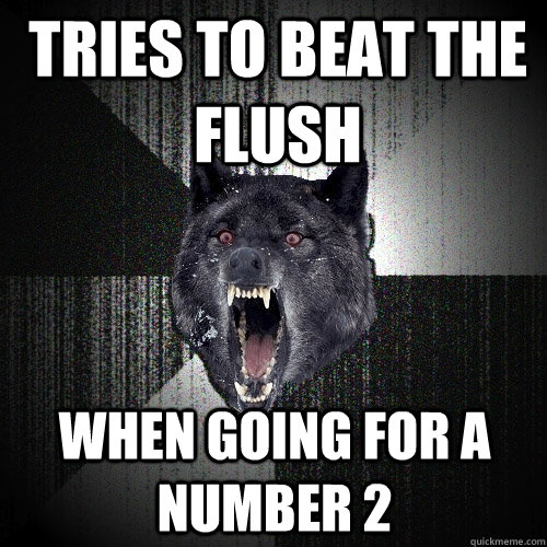 Tries to beat the Flush When going for a Number 2  Insanity Wolf