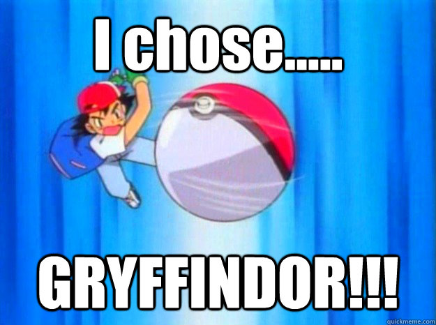 I chose..... GRYFFINDOR!!!  Ash Ketchum