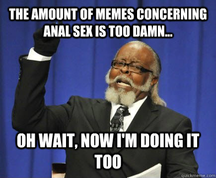 The amount of memes concerning anal sex is TOO DAMN... Oh wait, now I'm doing it too  Too Damn High