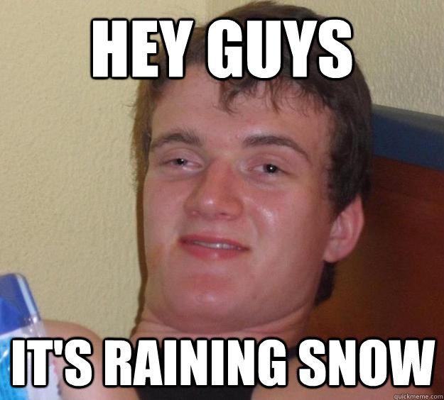 Hey GUys It's raining snow  10 Guy