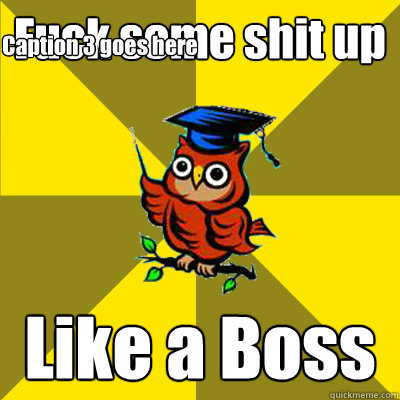 Fuck some shit up Like a Boss Caption 3 goes here - Fuck some shit up Like a Boss Caption 3 goes here  Observational Owl