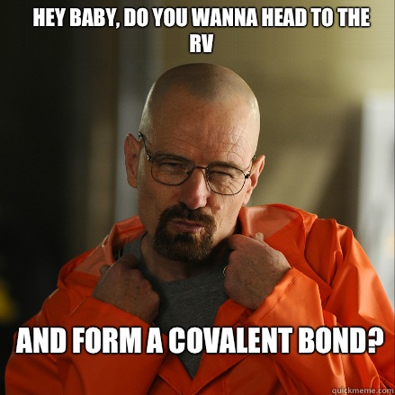 Hey baby, do you wanna head to the RV and form a covalent bond? - Hey baby, do you wanna head to the RV and form a covalent bond?  Sexy Walter White