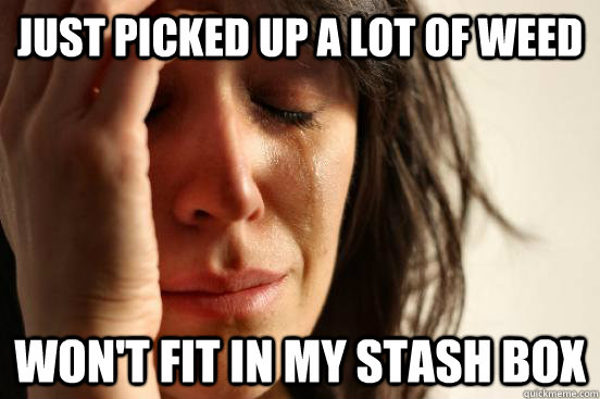 Just picked up a lot of weed won't fit in my stash box  First World Problems