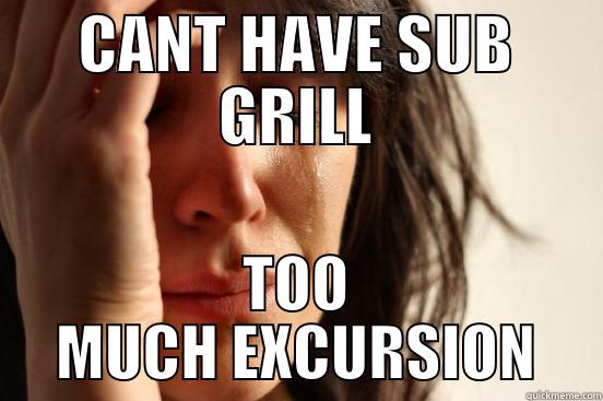 CANT HAVE SUB GRILL TOO MUCH EXCURSION First World Problems