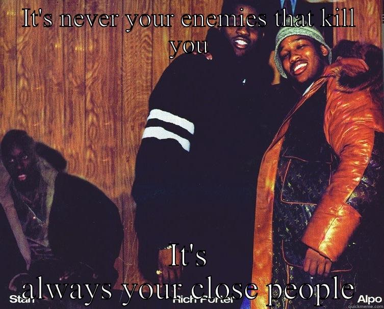 IT'S NEVER YOUR ENEMIES THAT KILL YOU IT'S ALWAYS YOUR CLOSE PEOPLE Misc
