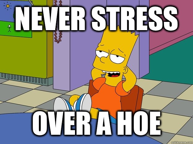Never stress  Over a hoe  Bart Simpson