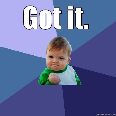 GOT IT.  Success Kid