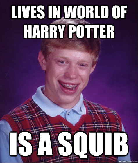 Lives in world of Harry Potter Is a Squib  Bad Luck Brian