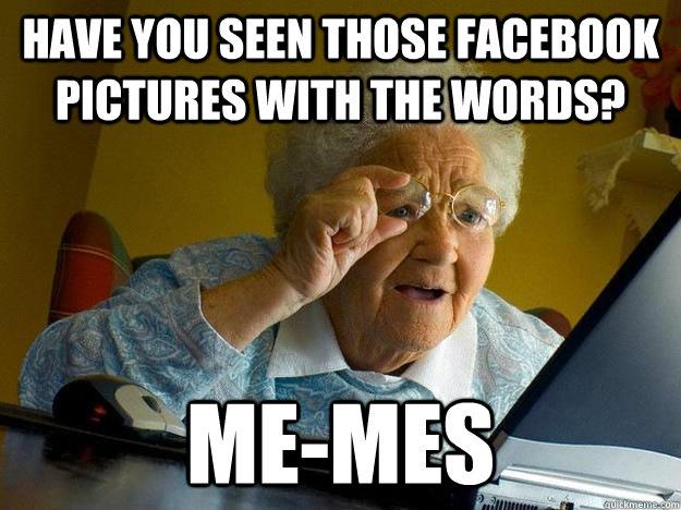 Have you seen those facebook pictures with the words? Me-mes  internet grandma