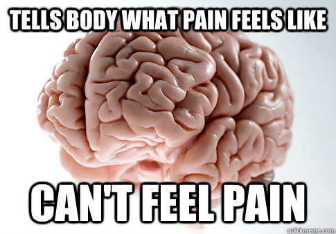 Tells body what pain feels like can't feel pain  Scumbag Brain