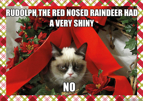 Rudolph the red nosed raindeer had a very shiny  No  merry christmas