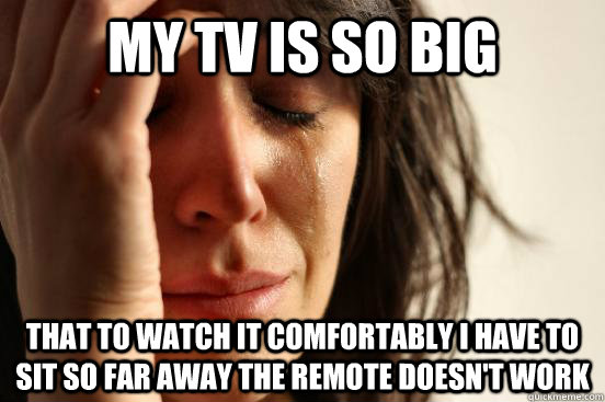MY TV IS SO BIG That to watch it comfortably i have to sit so far away the remote doesn't work  First World Problems