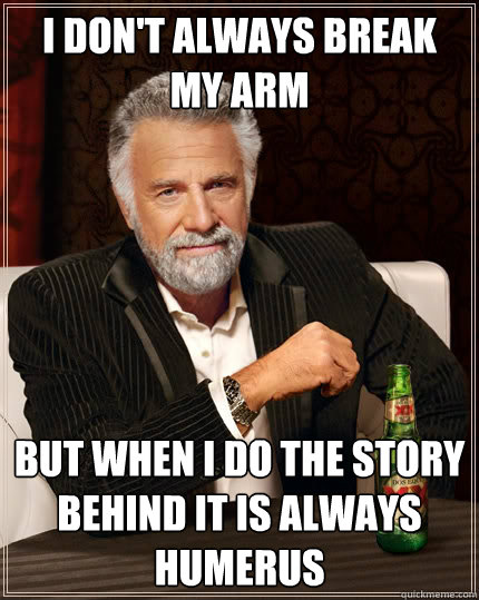I don't always break my arm but when I do the story behind it is always humerus  The Most Interesting Man In The World