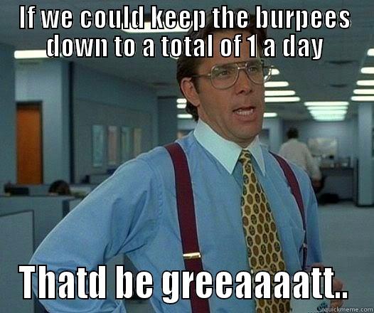 IF WE COULD KEEP THE BURPEES DOWN TO A TOTAL OF 1 A DAY THATD BE GREEAAAATT.. Office Space Lumbergh