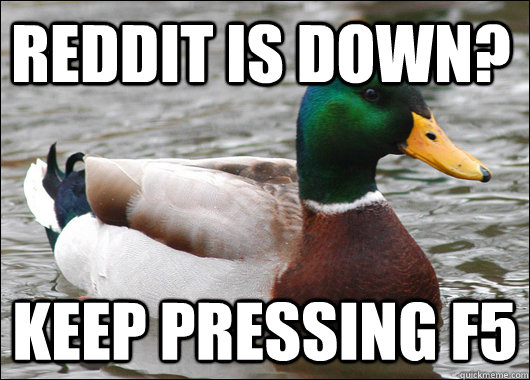 Reddit is down? Keep Pressing F5 - Reddit is down? Keep Pressing F5  Actual Advice Mallard