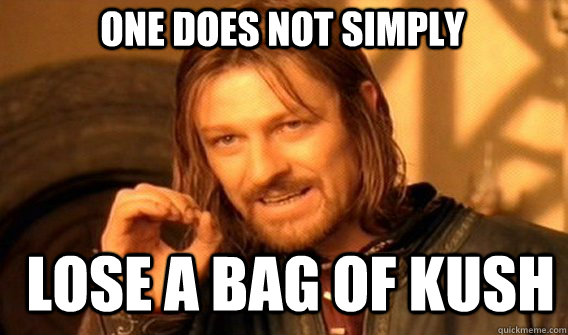One does not simply lose a bag of kush  Boromir
