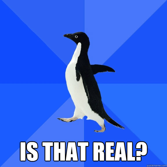  Is that real?  Socially Awkward Penguin