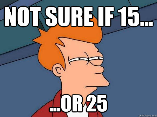 Not sure if 15... ...Or 25  Futurama Fry