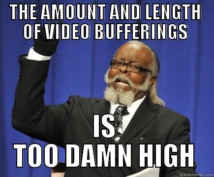 THE AMOUNT AND LENGTH OF VIDEO BUFFERINGS IS TOO DAMN HIGH Too Damn High