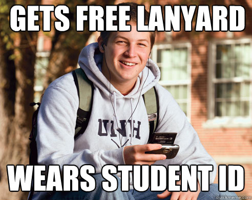 Gets Free Lanyard Wears Student ID  College Freshman
