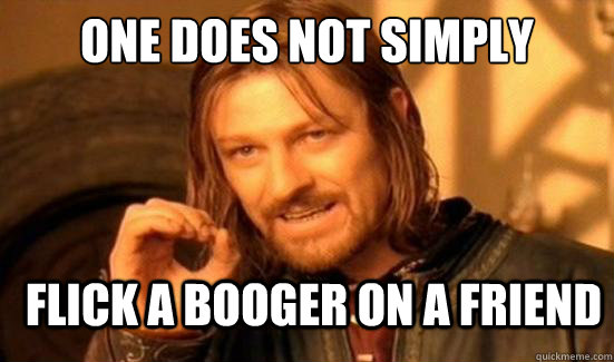One Does Not Simply Flick a booger on a friend  Boromir