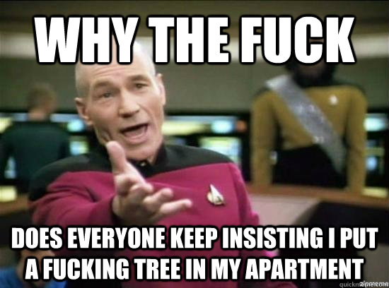 Why the fuck Does everyone keep insisting I put a fucking tree in my apartment   Annoyed Picard HD