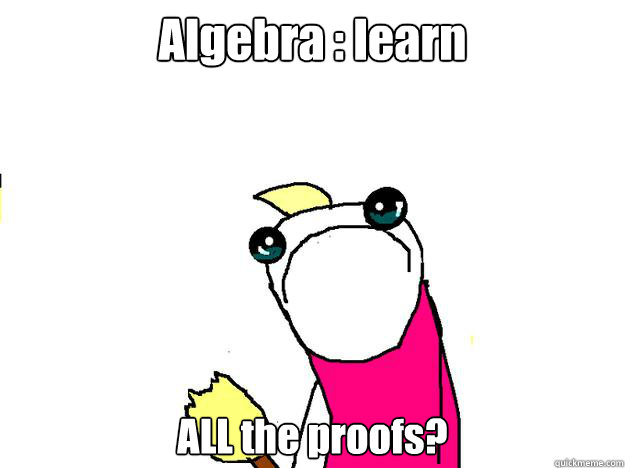 Algebra : learn ALL the proofs?  All the things sad