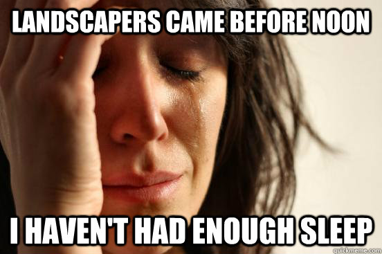 Landscapers came before noon I Haven't had enough sleep  First World Problems