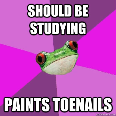 Should be studying paints toenails  Foul Bachelorette Frog