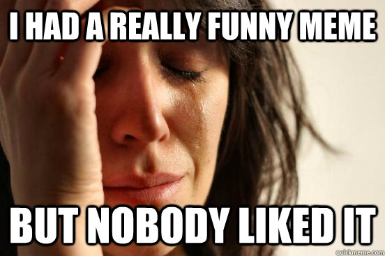 I had a really funny meme but nobody liked it  First World Problems