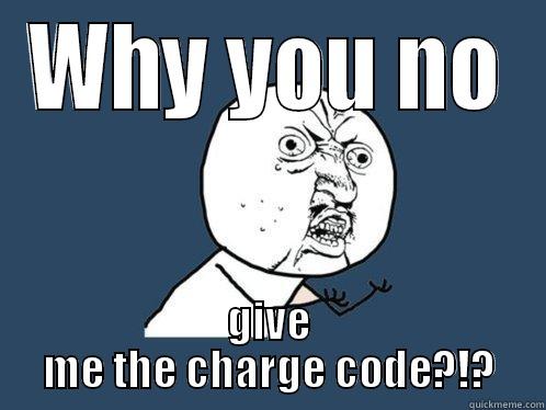 WHY YOU NO GIVE ME THE CHARGE CODE?!? Y U No