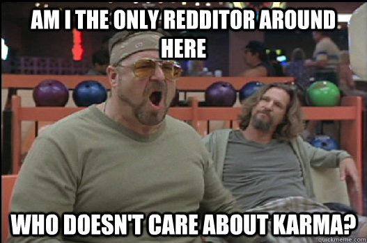 Am I the only Redditor around here who doesn't care about karma?  Angry Walter