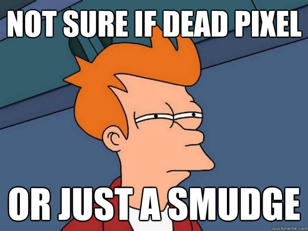 Not sure if dead pixel or just a smudge   Futurama Fry