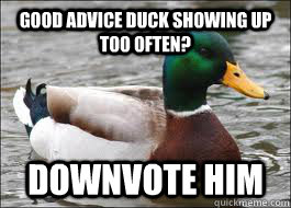 Good advice duck showing up too often? Downvote him  Good Advice Duck
