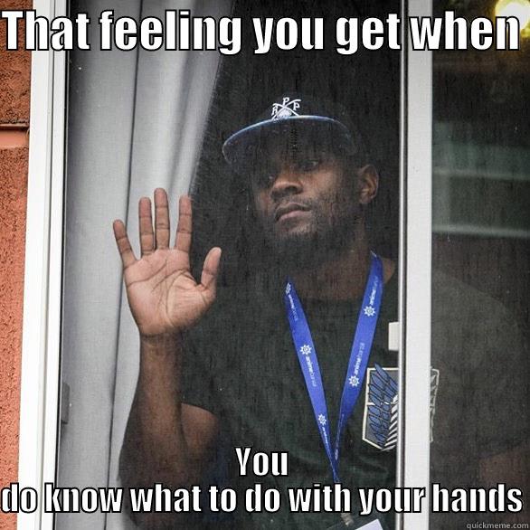 THAT FEELING YOU GET WHEN  YOU DO KNOW WHAT TO DO WITH YOUR HANDS Misc