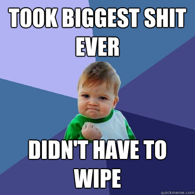 took biggest shit ever didn't have to wipe  Success Kid