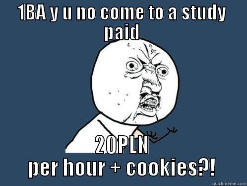1BA Y U NO COME TO A STUDY PAID 20PLN PER HOUR + COOKIES?! Y U No