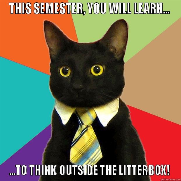 THIS SEMESTER, YOU WILL LEARN... ...TO THINK OUTSIDE THE LITTERBOX! Business Cat