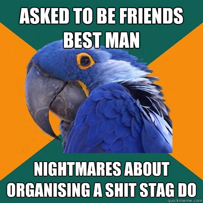 Asked to be friends best man nightmares about organising a shit stag do  Paranoid Parrot