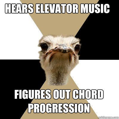 Hears elevator music figures out chord progression  Music Major Ostrich