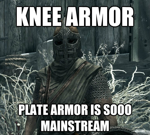 Knee armor Plate armor is SOOO mainstream  Skyrim Guard