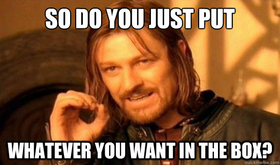 So do you just put whatever you want in the box?  Boromir