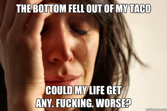 The bottom fell out of my taco Could my life get 
any. fucking. worse?  First World Problems