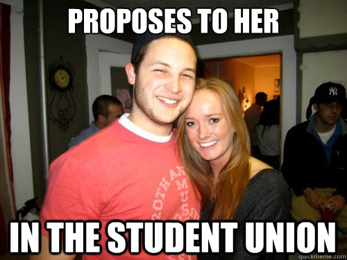 Proposes to her In THE STUDENT UNION  Freshman Couple